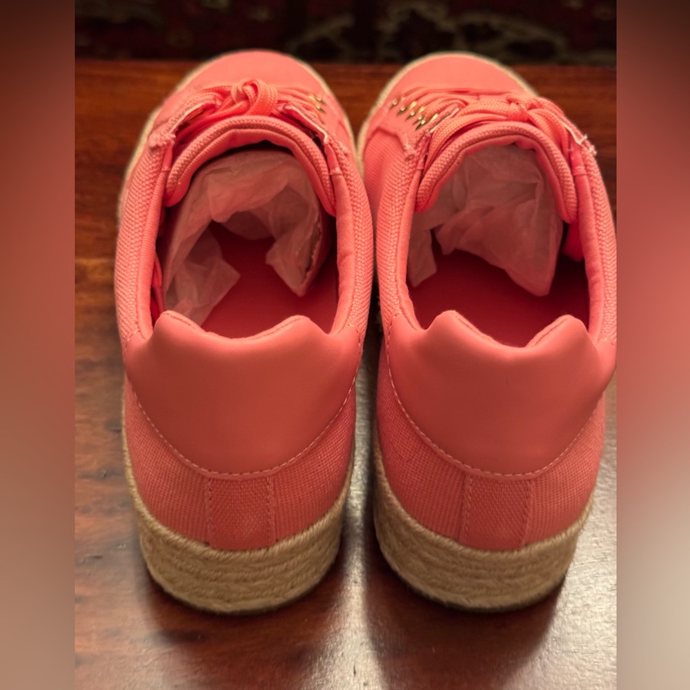 Michael Kors Poppy Espadrille Lace-Up Canvas Sneaker Tea Rose/Pink Nib - Picture 5 of 7
